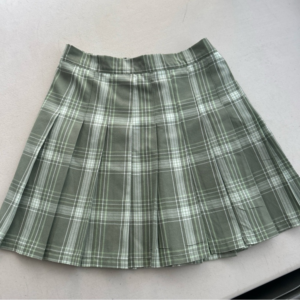 Aerie Green Olive Plaid Mini Skirt size SM preppy schoolgirl clueless 90s